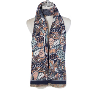 Navy Patterned Scarf