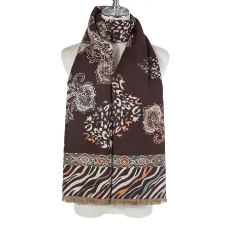 Brown Patterned Scarf