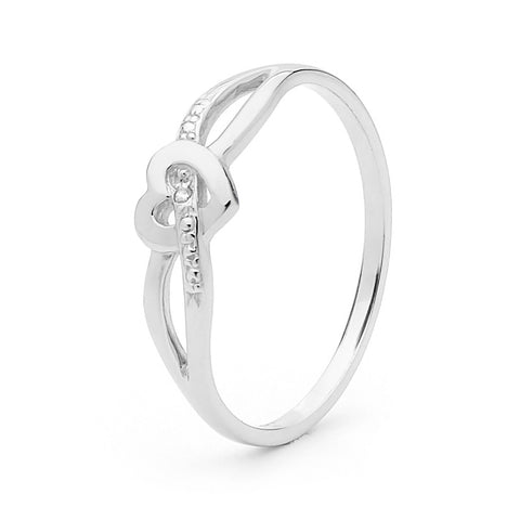9ct White Gold Diamond Set Heart Ring