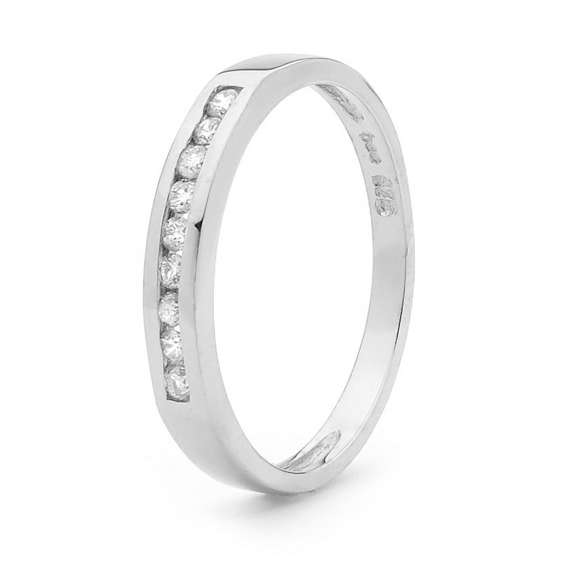 9ct White Gold Channel Set Diamond Anniversary Ring