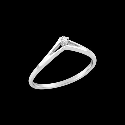 9ct White Gold Diamond Set V-shape Ring