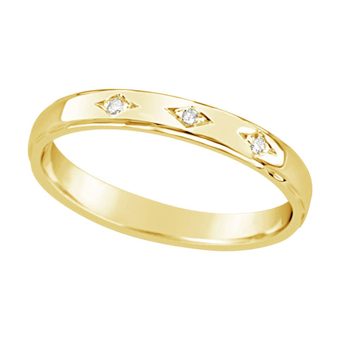 9ct Yellow Gold 3x Diamond Set Ring