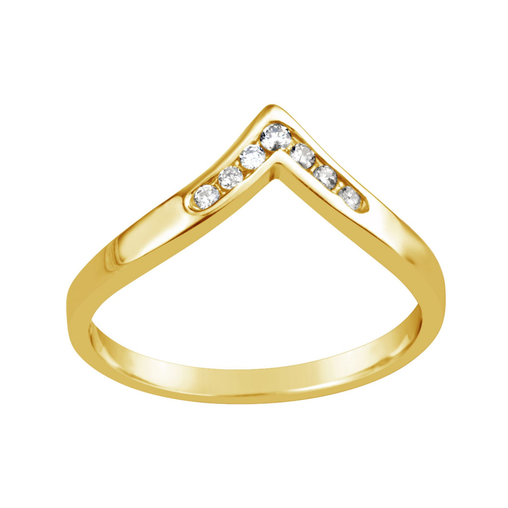 9ct Yellow Gold Diamond Set V-Shape Ring