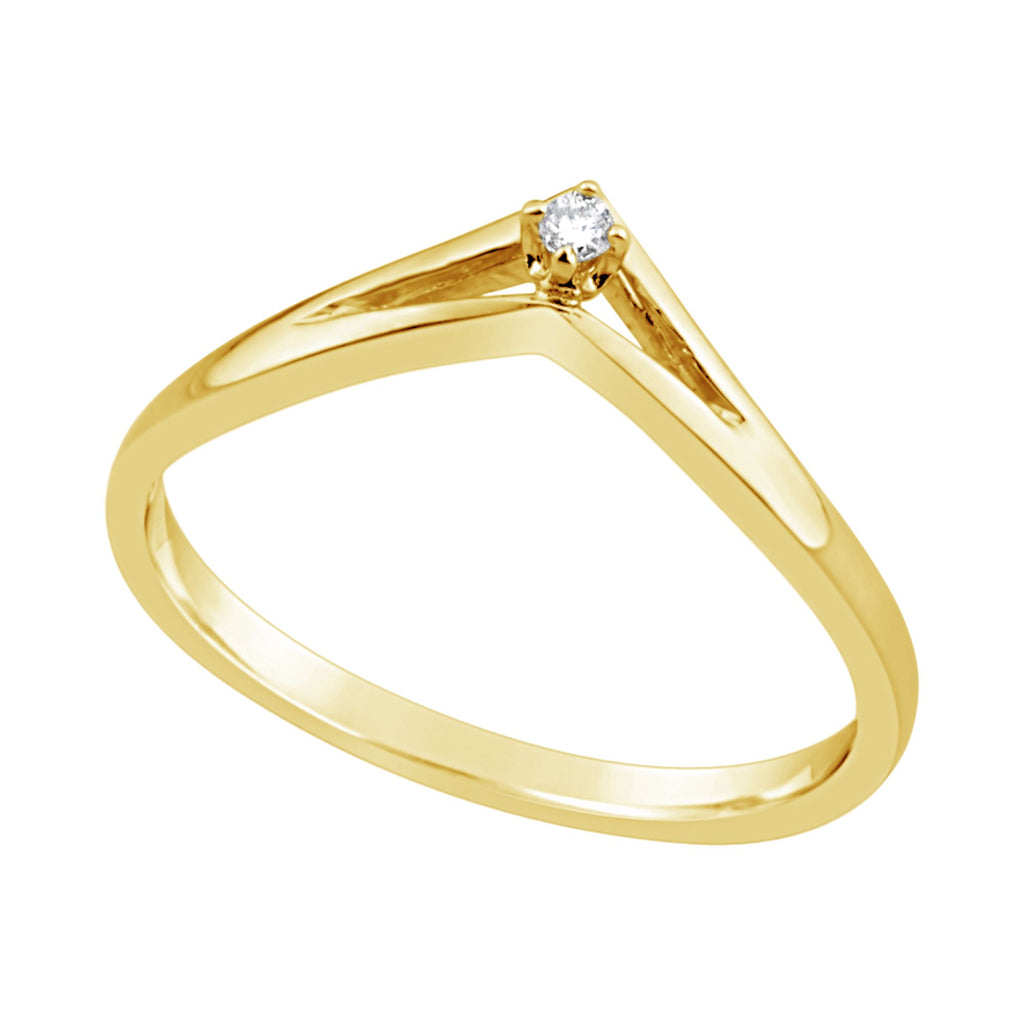 9ct Yellow Gold Diamond Set V-Shape Ring