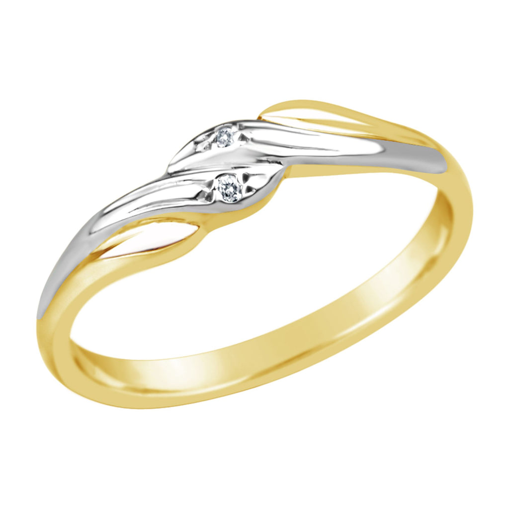 9ct Yellow/White Gold Diamond Set Twist Ring