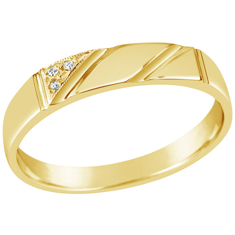 9ct Yellow Gold Gents Diamond Set Signet Ring