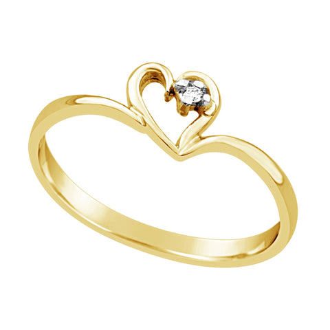 9ct Yellow Gold Heart Style Diamond Set Ring