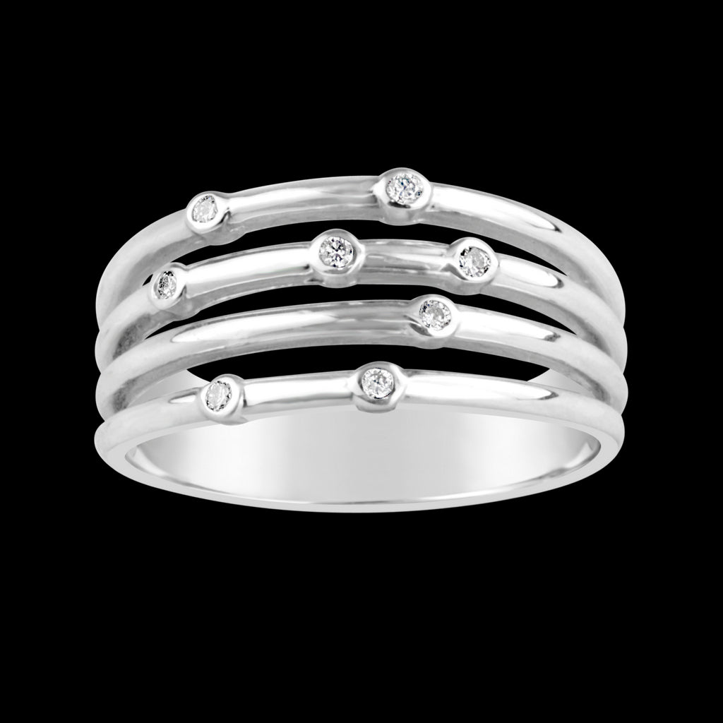 9ct White Gold Diamond Slave Ring