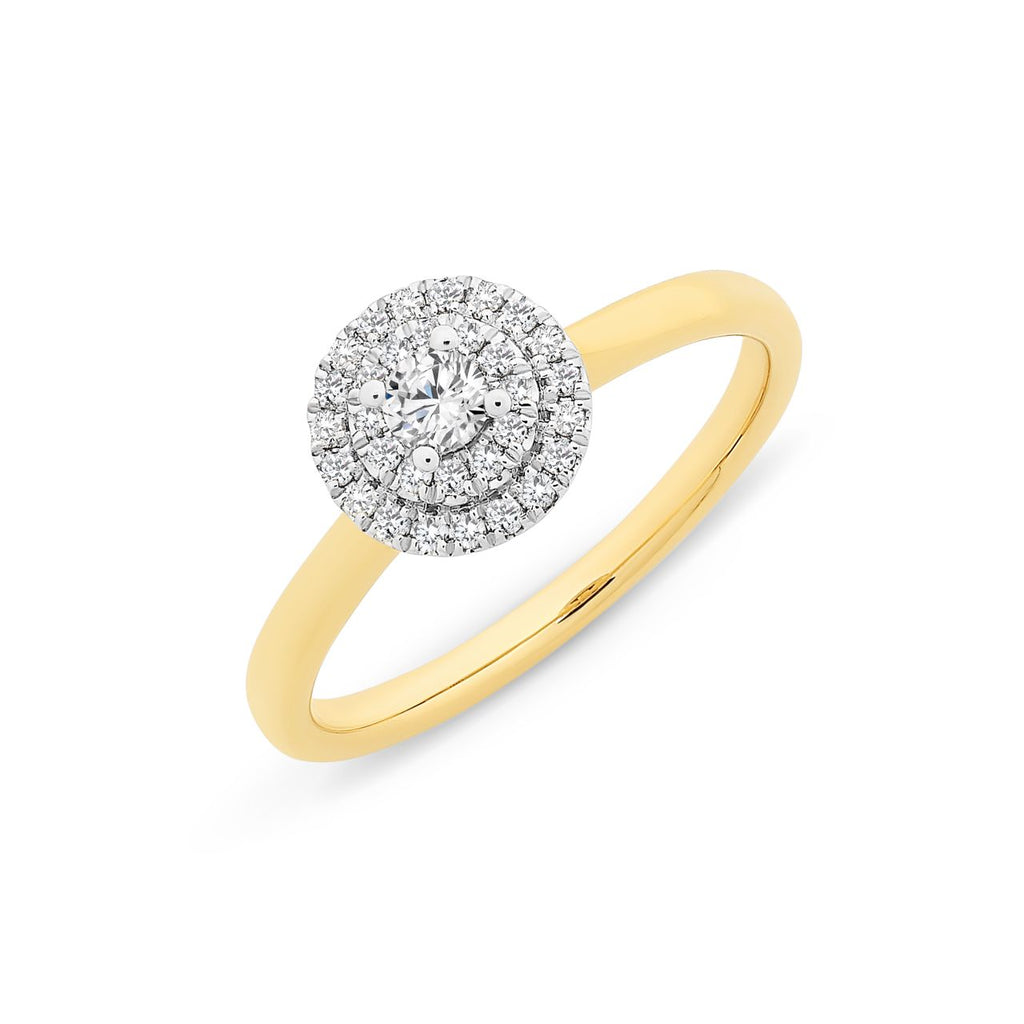 9ct Yellow/White Gold Diamond Ring