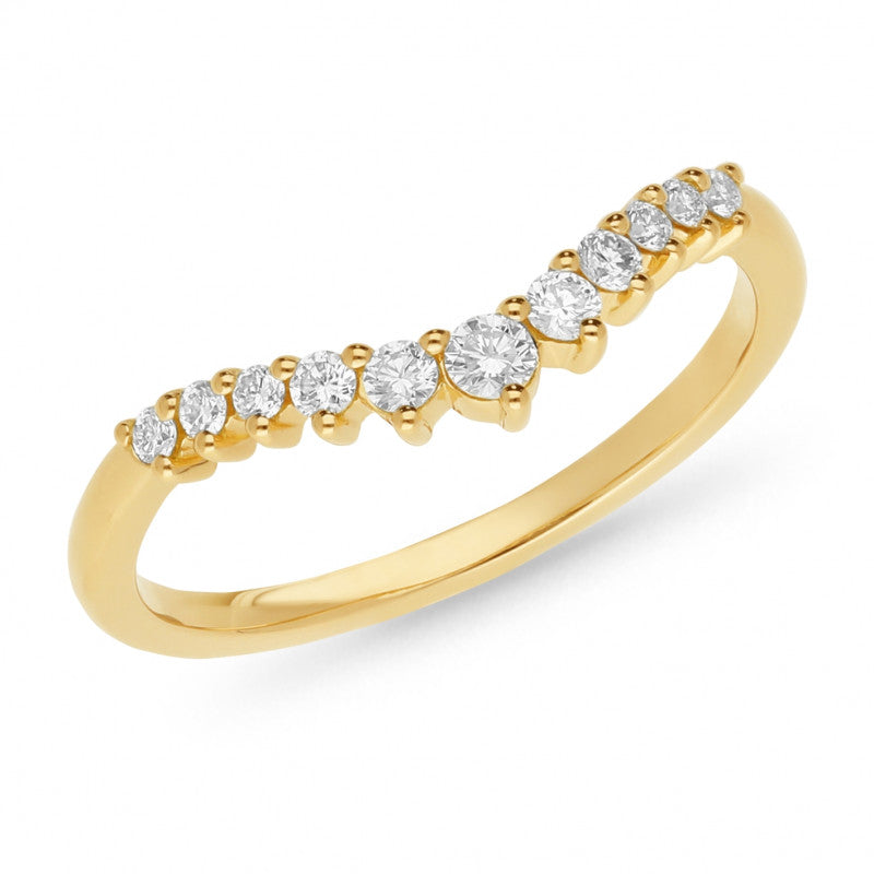 18ct Yellow Gold V Shaped Diamond Ring
