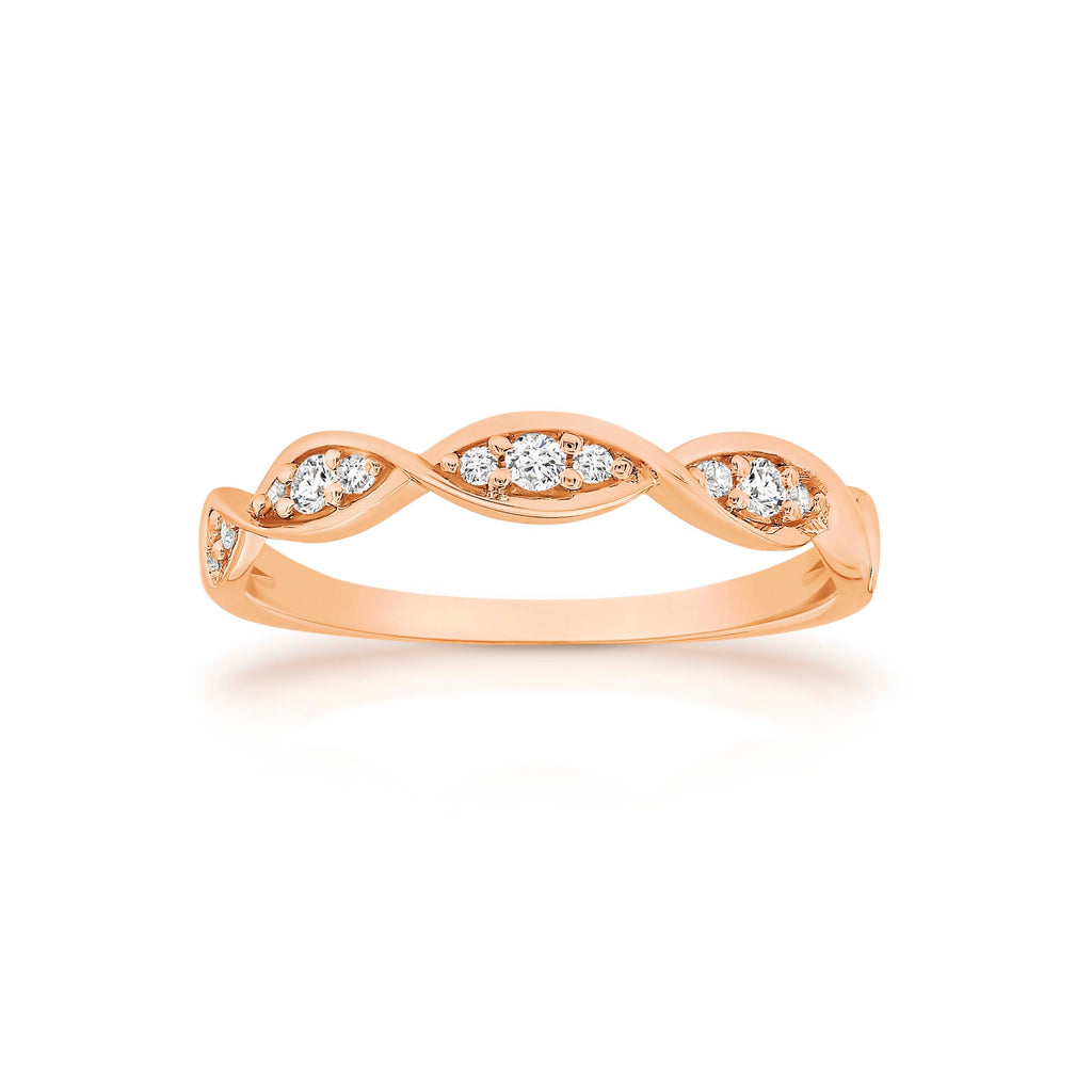 9ct Rose Gold Diamond Twist Ring