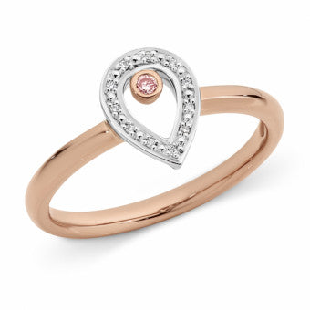 9ct Rose and White Gold Pink Caviar Ring