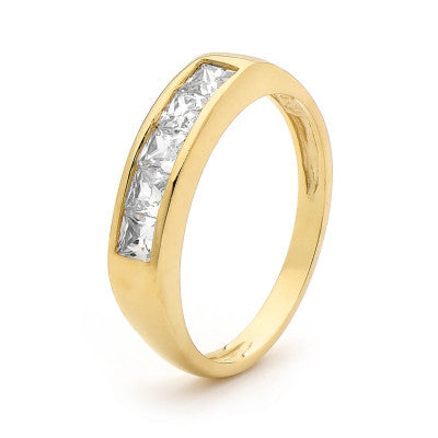 9ct Yellow Gold Square Cubic Zirconia Ring