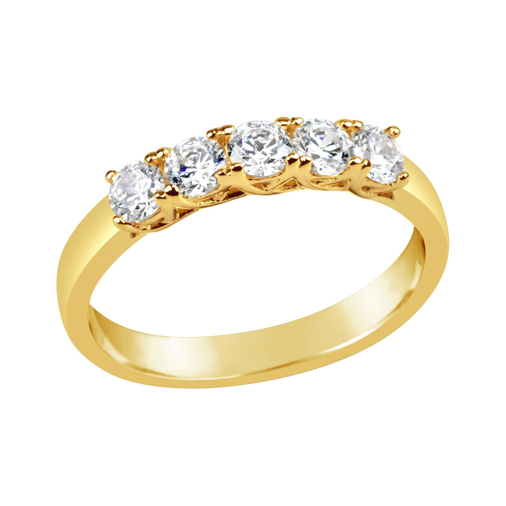 9ct Yellow Gold 5 Stone Cubic Zirconia Ring