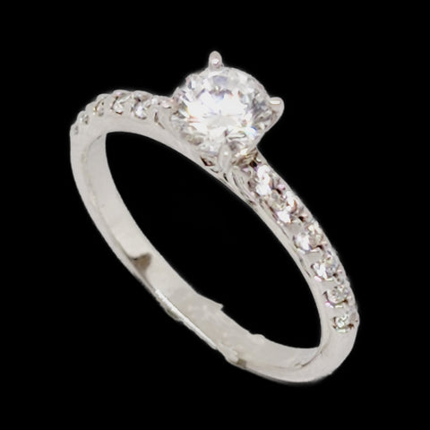 9ct White Gold Cubic Zirconia Engagement Style Ring