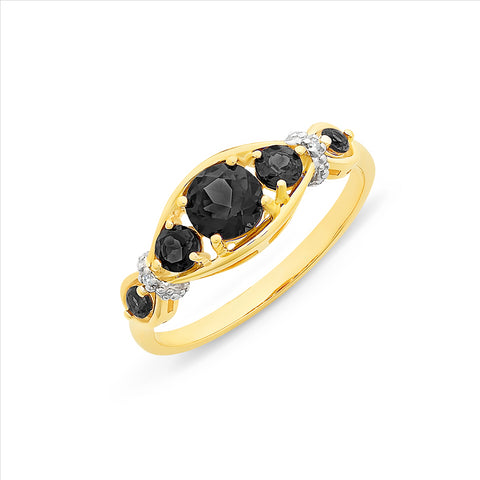 9ct yellow gold sapphire & diamond ring