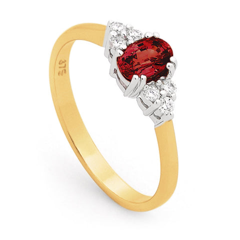 9ct Natural Ruby And Diamond Ring