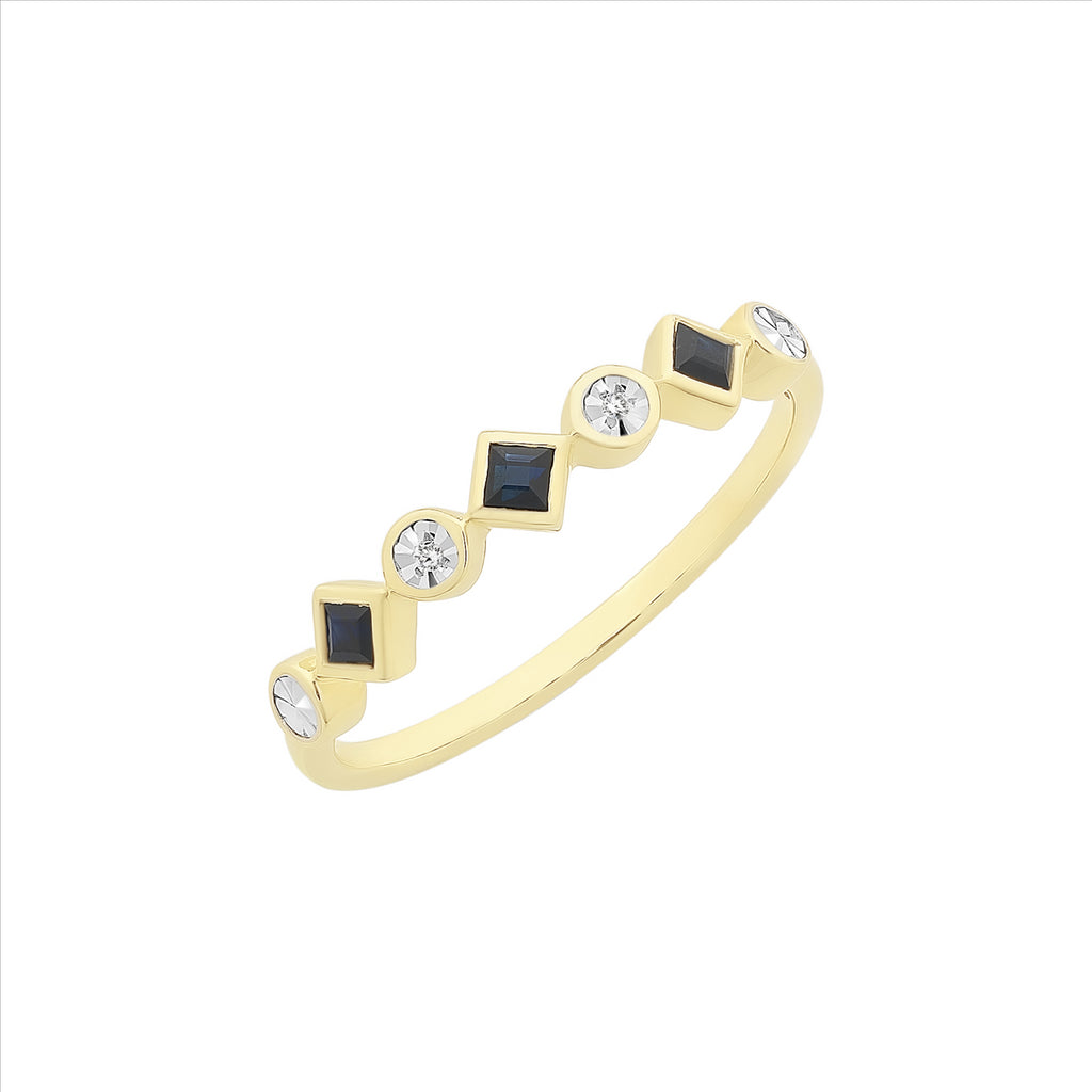 9ct Natural Sapphire & Diamond Ring
