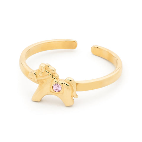 9ct Yellow Gold Adjustable Pony Ring with Cubic Zirconia