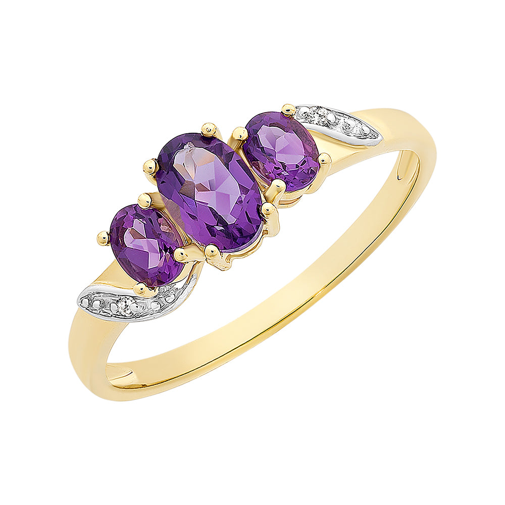 9ct Yellow Gold Amethyst Ring