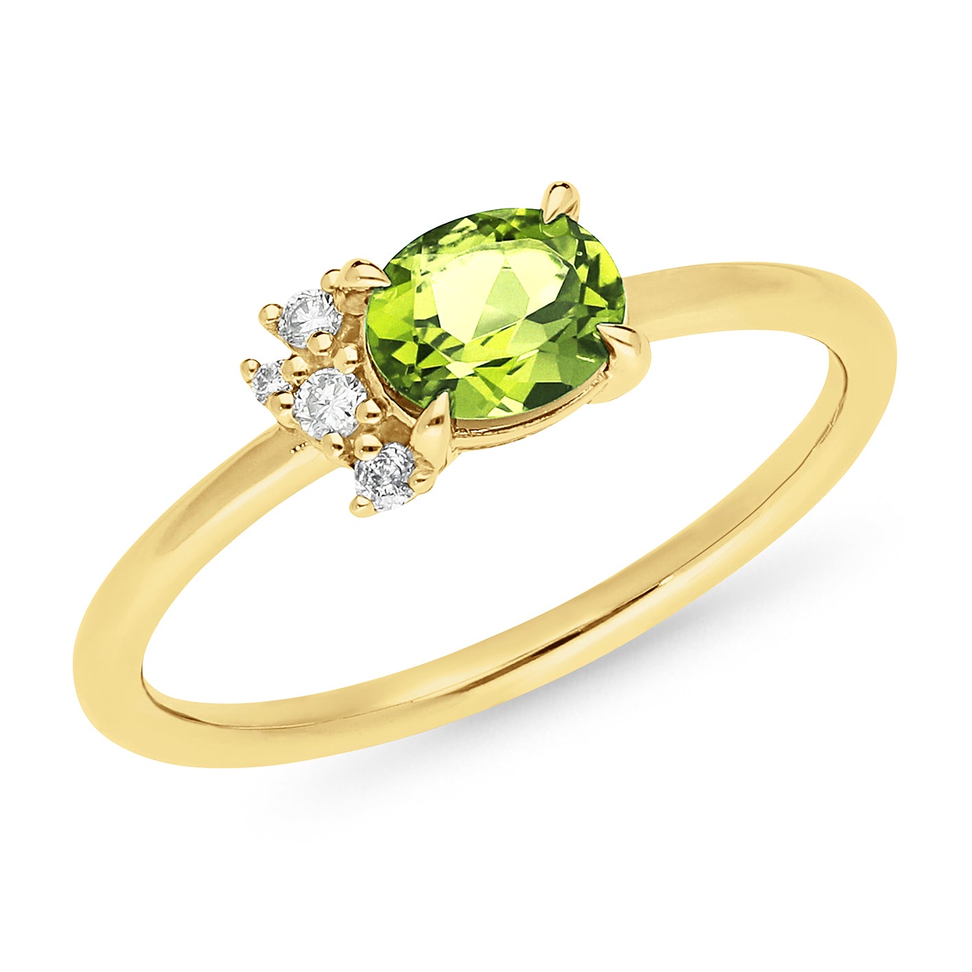 Peridot and Diamond Accent Three Stone Ring in 10K Gold | Zales