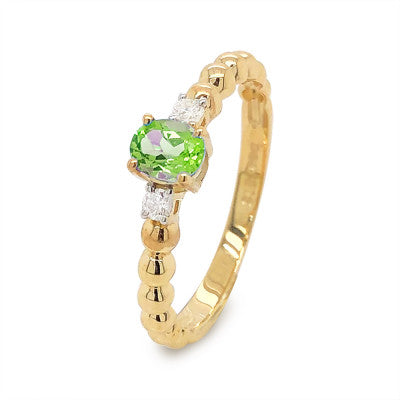 9ct Yellow Gold Peridot and Diamond Ring