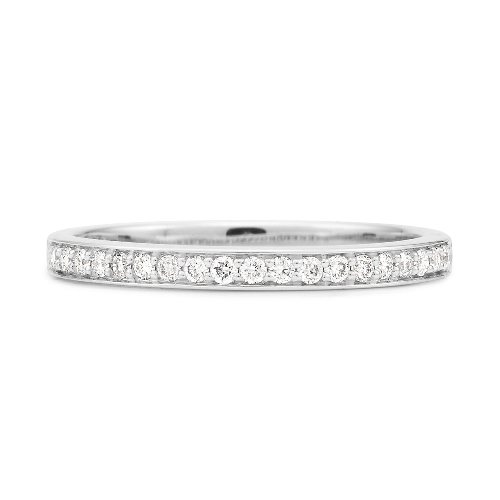 9ct White Gold Bead Set Band