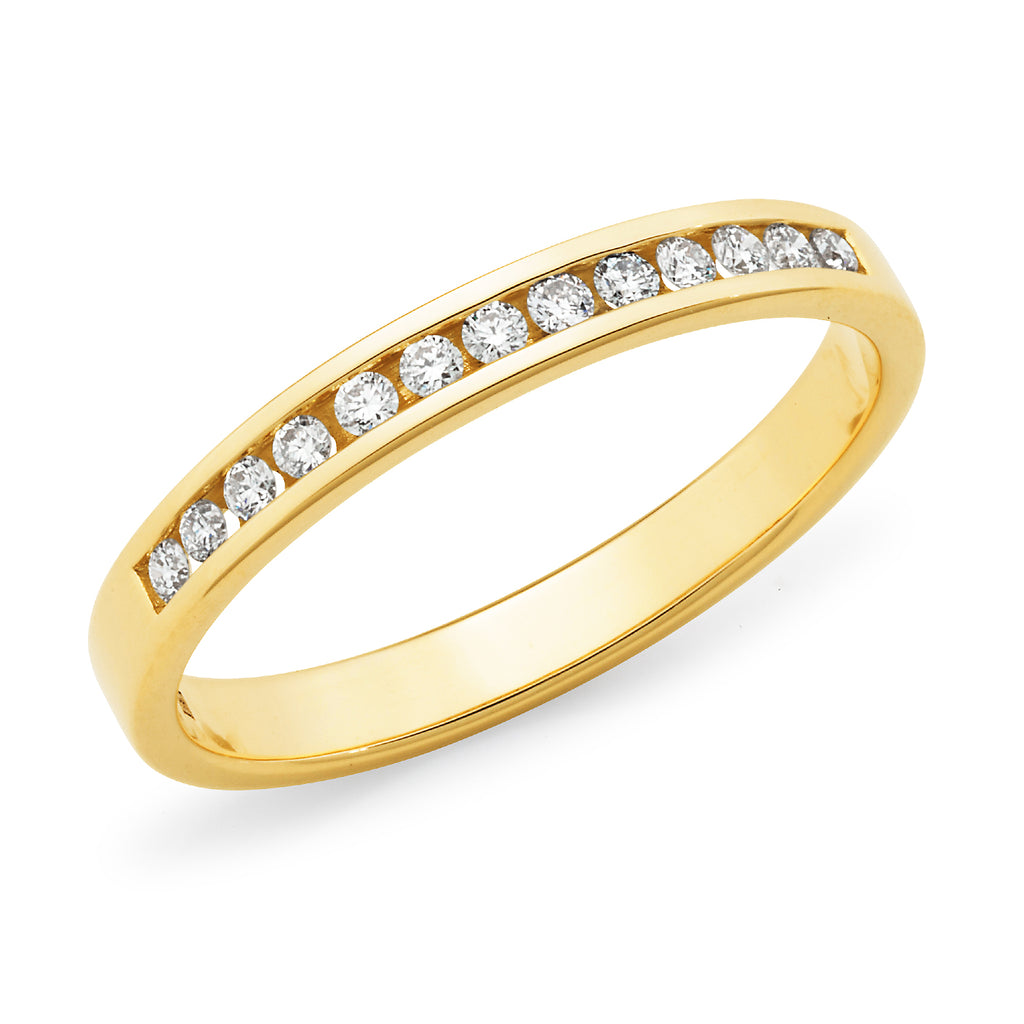 9ct Yellow Gold Channel-set Diamond Band