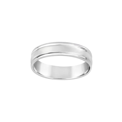 9ct White Gold Gents Band