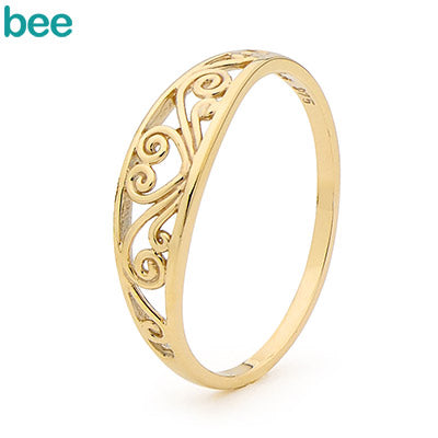 9ct Yellow Gold Filigree Dress Ring