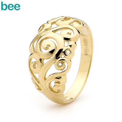 9ct Yellow Gold Swirl Dress Ring