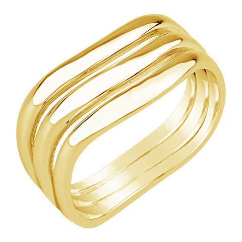 9ct Yellow Gold Triple Wave Ring