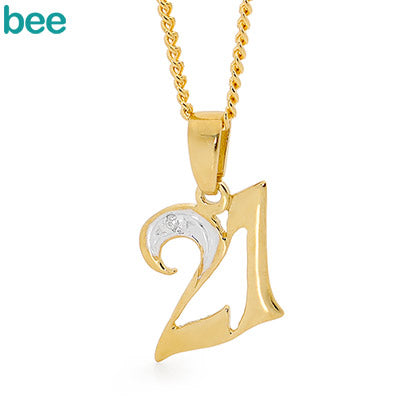 9ct Yellow Gold Diamond Set 21 Pendant