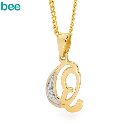 9ct yellow gold diamond set 'O' initial pendant and plated chain