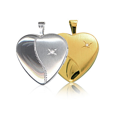 9ct Gold 2 Tone Reversible Diamond Heart Locket