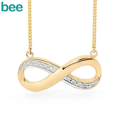 9ct Yellow Gold Diamond Set Infinity