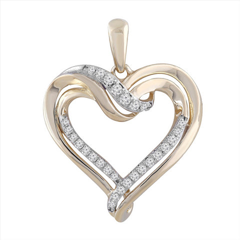 9ct Yellow Gold Diamond Heart Pendant