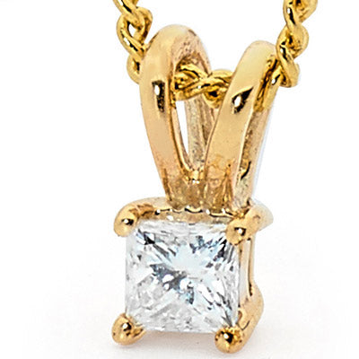 9ct Yellow Gold 10pt Princess Cut Diamond Pendant