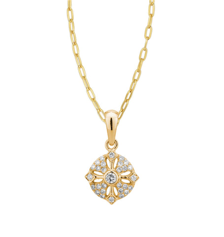 9ct Yellow Gold Vintage Style Diamond Pendant