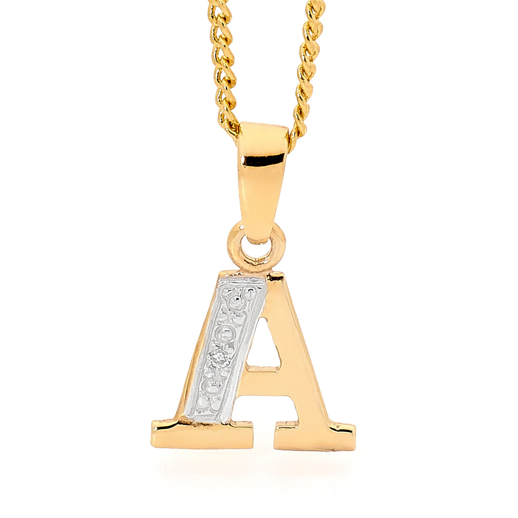 9ct Yellow Gold Initial A Pendant