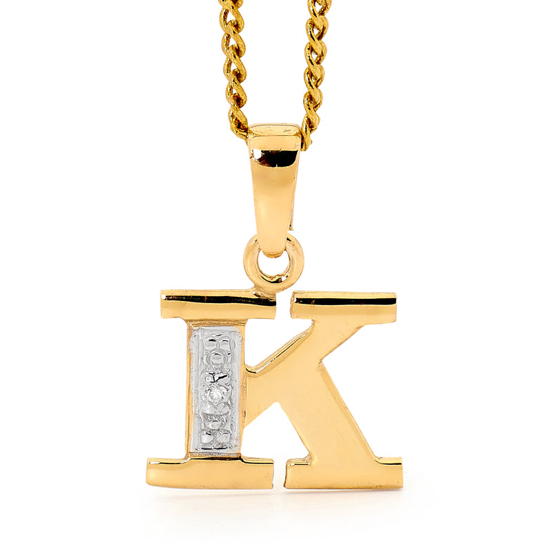 9ct Yellow Gold Initial K Pendant
