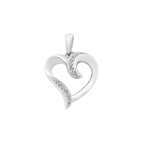 9ct White Gold Heart Pendant