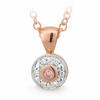 9ct Rose Gold Diamond and Pink Caviar Pendant
