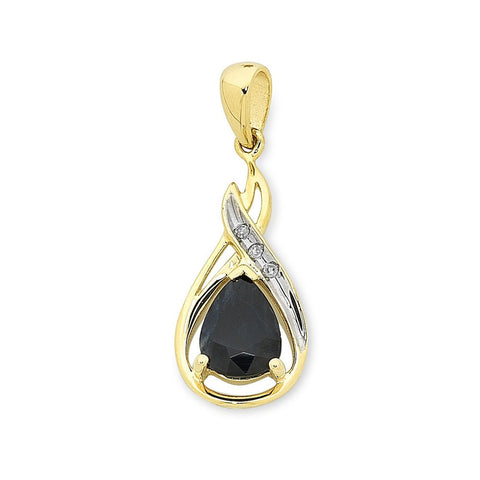 9ct Yellow Gold Sapphire & Diamond Pendant