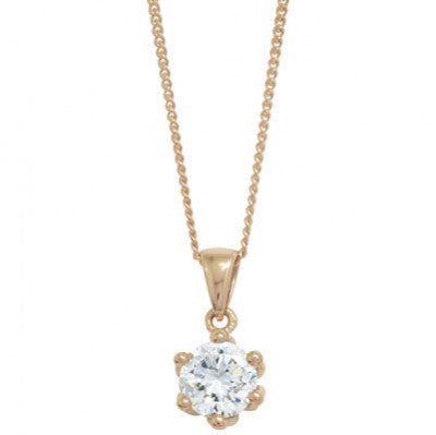 9ct Rose Gold Cubic Zirconia Basket Pendant And Plated Chain