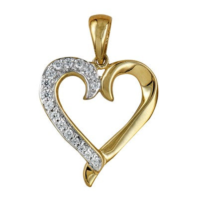 9ct Yellow Gold Cubic Zirconia Heart Pendant