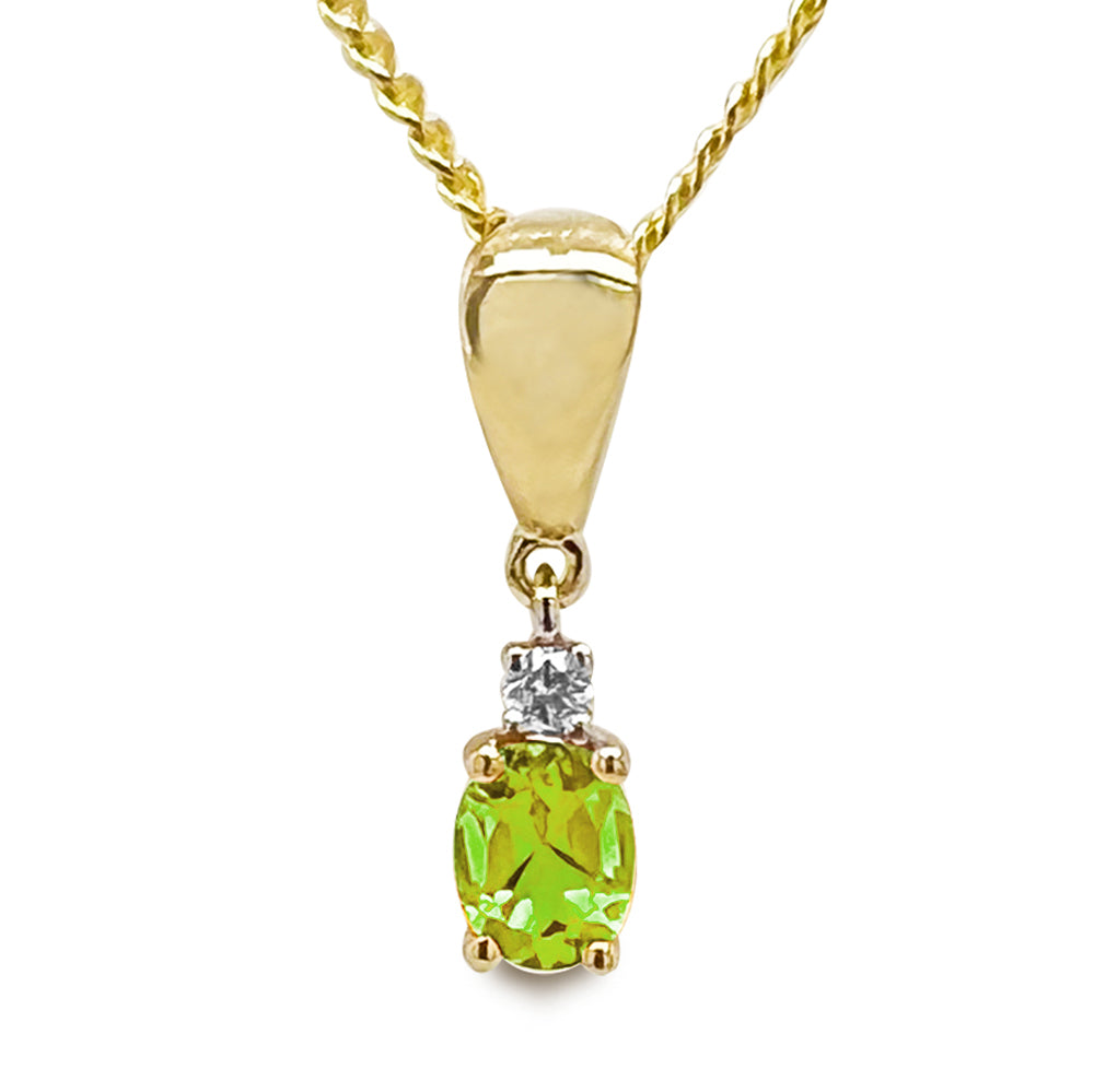 9ct Peridot and Diamond Pendant