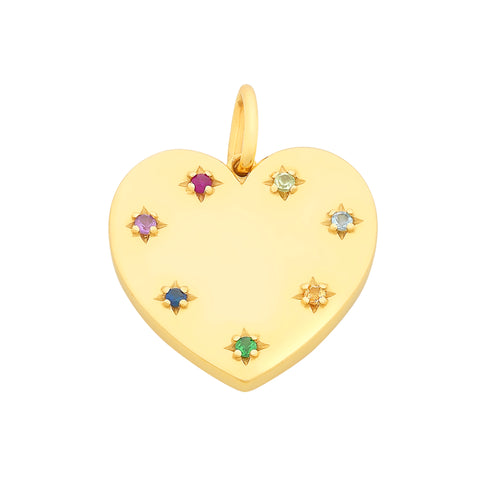 9ct Yellow Gold Multi-Stone Heart Pendant