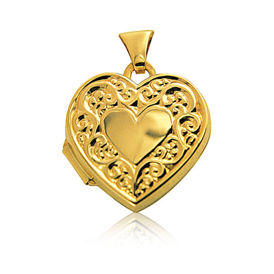 9ct Yellow Gold Engraved Heart Locket