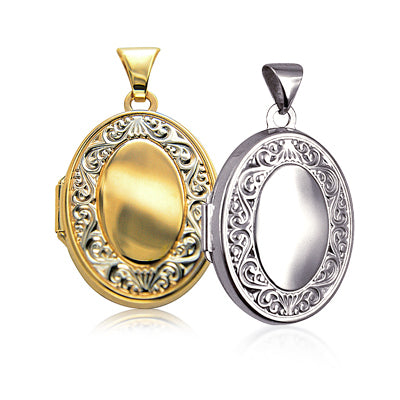 9ct Gold 2 Tone Oval Locket